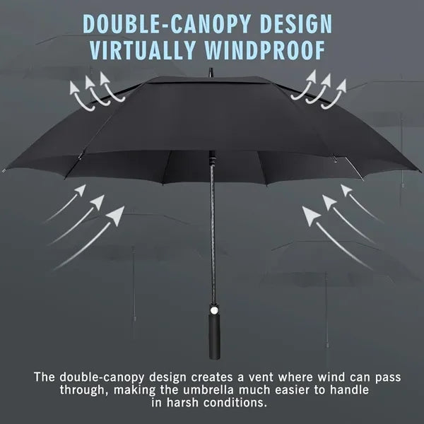 62" Double Canopy Vented Windproof Automatic Golf Umbrella