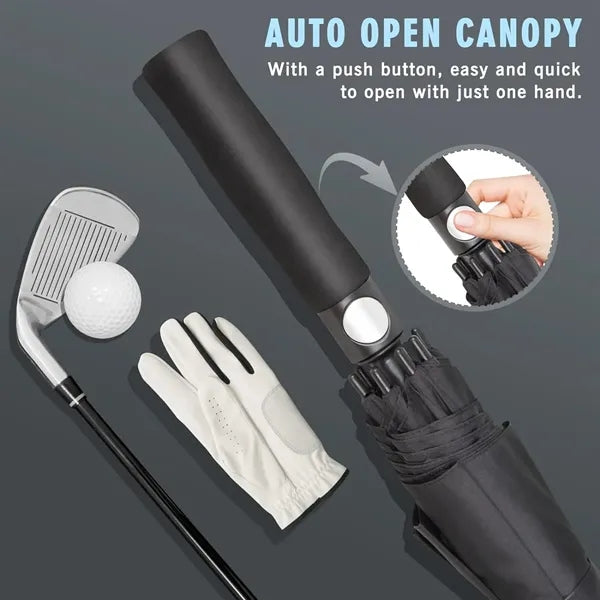 62" Double Canopy Vented Windproof Automatic Golf Umbrella
