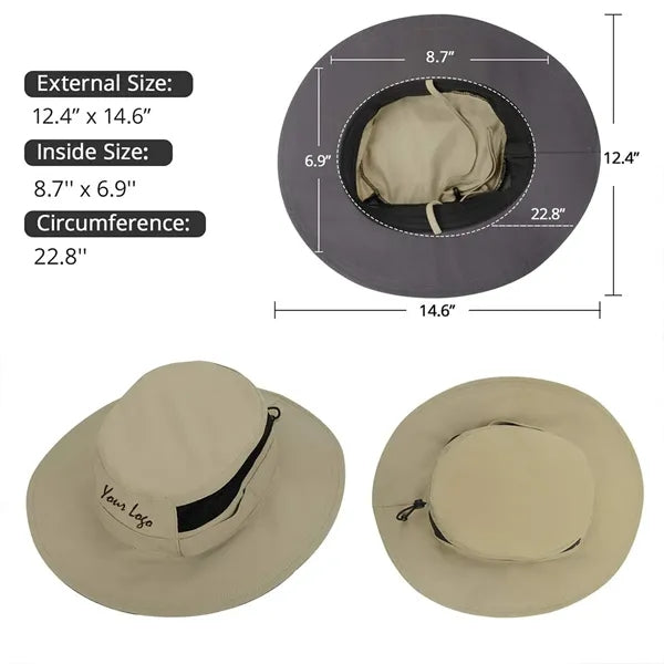 Unisex Wide Brim Outdoor Sun Hat With Adjustment Strap