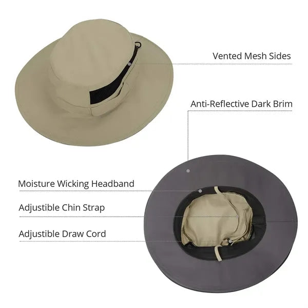 Unisex Wide Brim Outdoor Sun Hat With Adjustment Strap