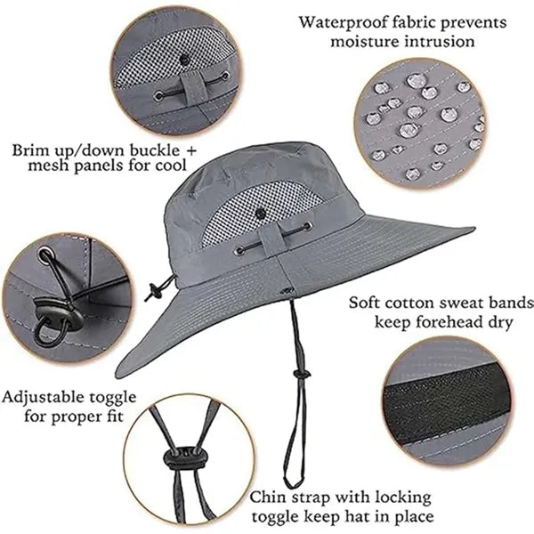 Detachable Solar Fan Hat Rechargeable USB Wide Brim Cap