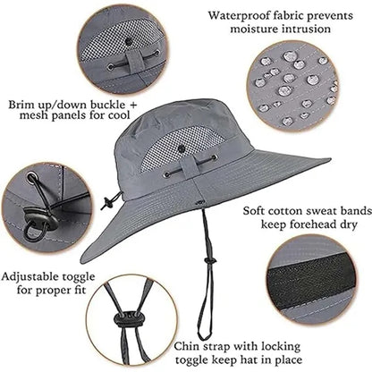 Detachable Solar Fan Hat Rechargeable USB Wide Brim Cap