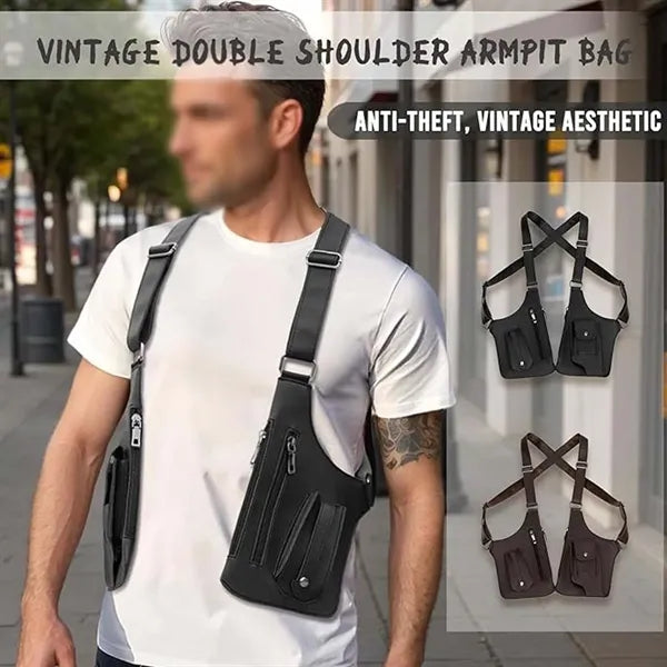 Double shoulder pouch anti-theft hidden underarm wallet