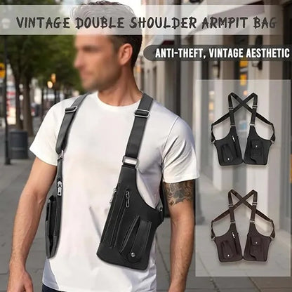Double shoulder pouch anti-theft hidden underarm wallet