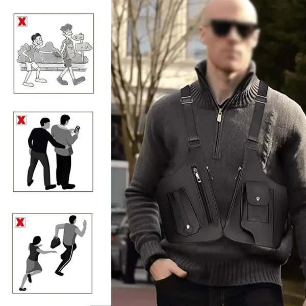 Double shoulder pouch anti-theft hidden underarm wallet