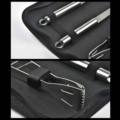 Grilling outdoor camping cooking BBQ tools set with case