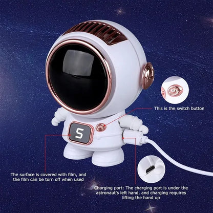 USB Rechargeable Handheld Astronaut Fan With Lanyard