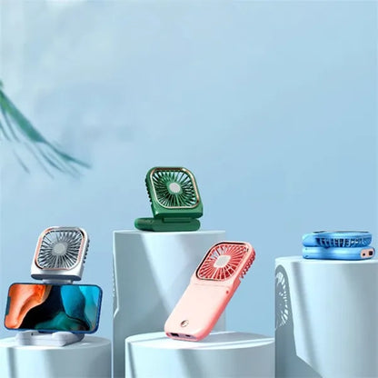 3 In 1 Folding Handheld Rechargeable Fan With Power Bank