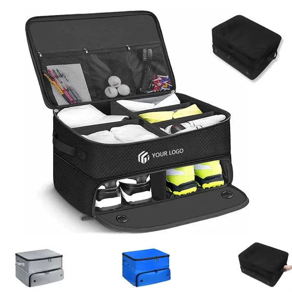 2 layer men gifts balls tees clothes golf trunk organizer