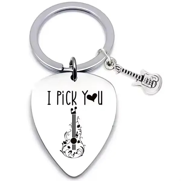 Metal Guitar Picks On Keychain