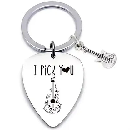 Metal Guitar Picks On Keychain