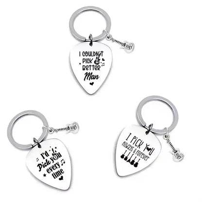Metal Guitar Picks On Keychain