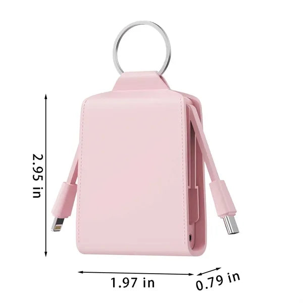 Portable charger keychain power bank with built-in cables