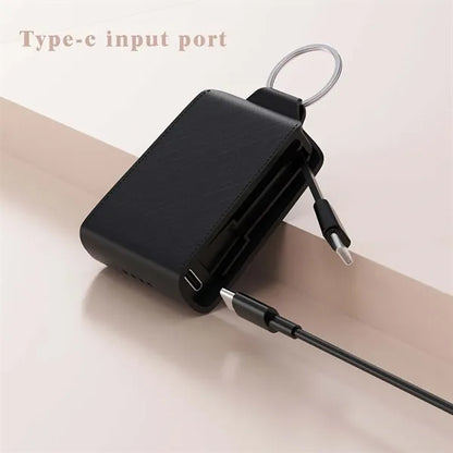 Portable charger keychain power bank with built-in cables