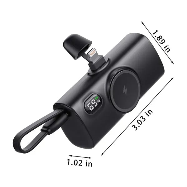 5000mah portable mini charger power bank with built-in cable