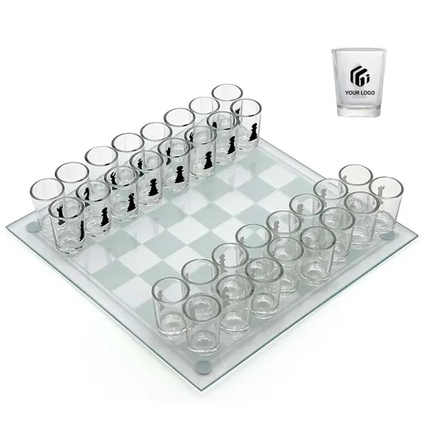 Party supplies drinking game tequila shot glasses chess set