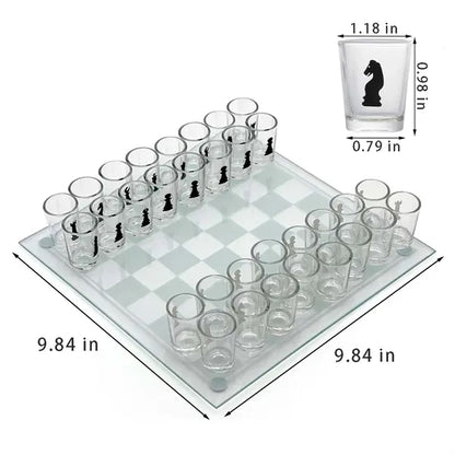 Party supplies drinking game tequila shot glasses chess set
