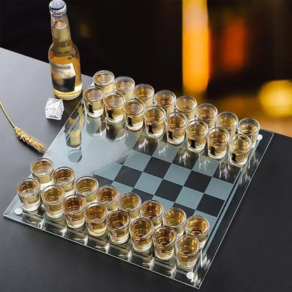 Party supplies drinking game tequila shot glasses chess set