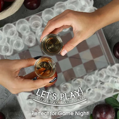 Party supplies drinking game tequila shot glasses chess set