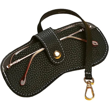Portable Leather Eyeglasses Pouch with Slim Strap
