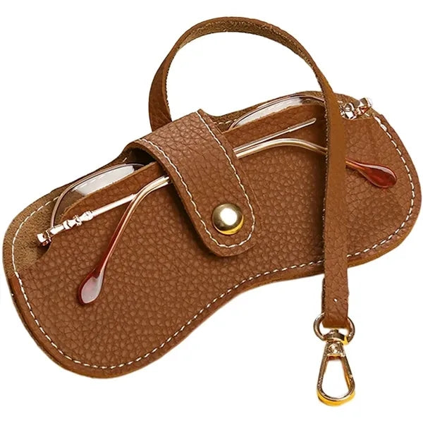 Portable Leather Eyeglasses Pouch with Slim Strap