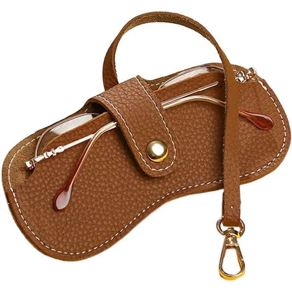 Portable Leather Eyeglasses Pouch with Slim Strap