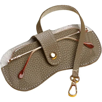 Portable Leather Eyeglasses Pouch with Slim Strap