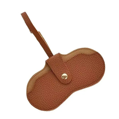 Portable Leather Eyeglasses Pouch with Slim Strap