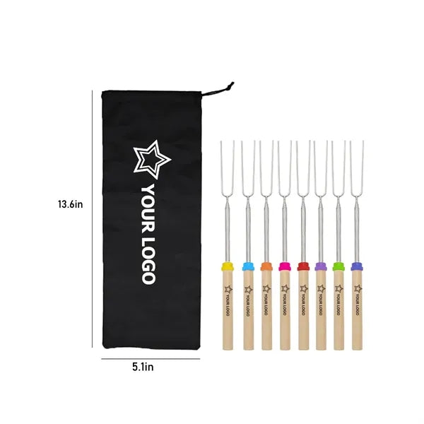 8pcs Telescopic Marshmallow Roasting Sticks Smores Kit