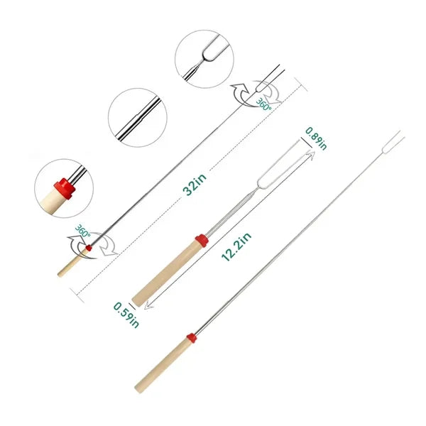 8pcs Telescopic Marshmallow Roasting Sticks Smores Kit