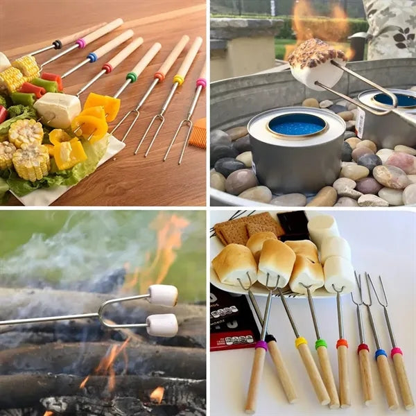 8pcs Telescopic Marshmallow Roasting Sticks Smores Kit