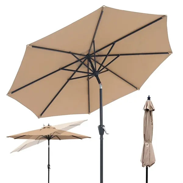 9' Heavy Duty Aluminum Market Umbrella w/ Crank Lift & Tilt