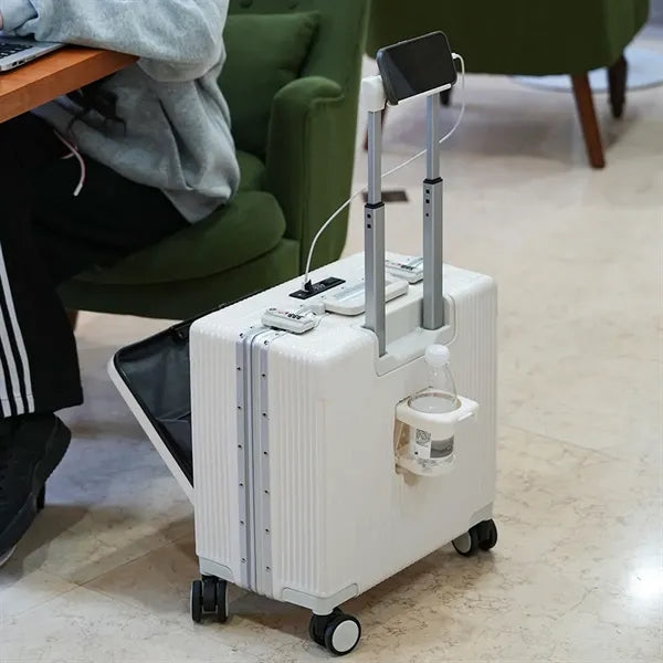 Carry On Luggage with Cup Holder and Usb Port