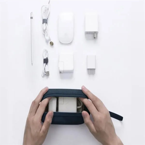 PU Leather Large Capacity Power Cord Bag