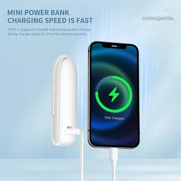 Mini Fast Charge Power Bank Foldable Lighting Fan