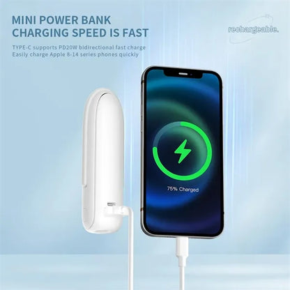 Mini Fast Charge Power Bank Foldable Lighting Fan