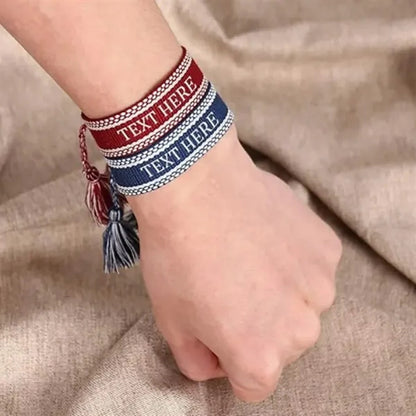 Woven Embroidery Letter Tassel Bracelet