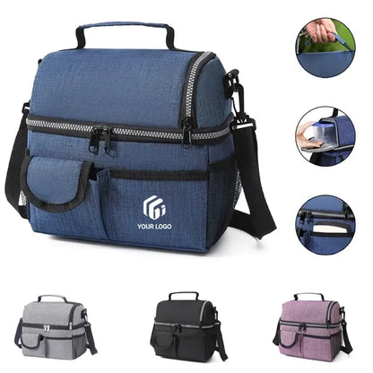 Leakproof cooler insulated dual compartment lunch bag