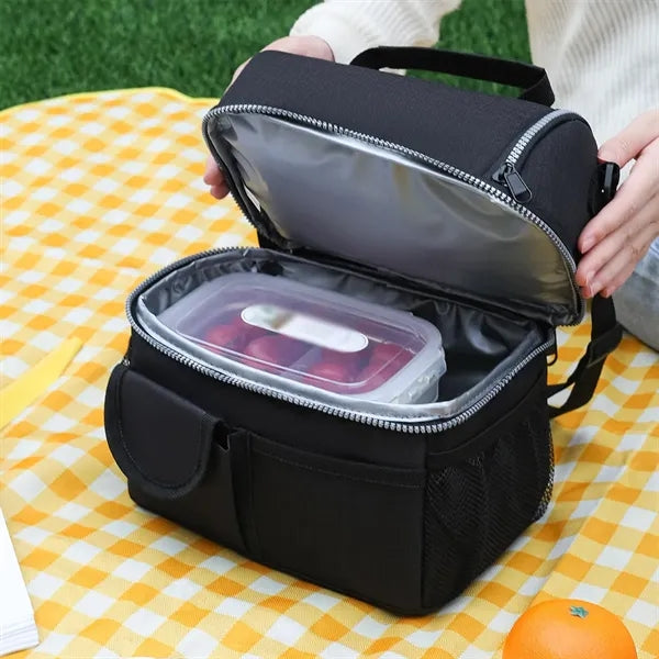 Leakproof cooler insulated dual compartment lunch bag