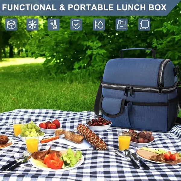 Leakproof cooler insulated dual compartment lunch bag