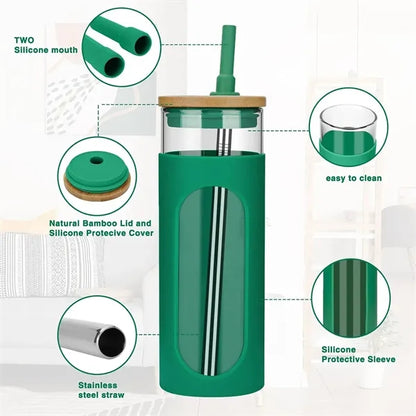 20oz Glass Tumbler with Bamboo Lid