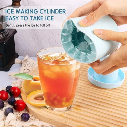 Portable press-type cylinder silicone maker ice cube mold