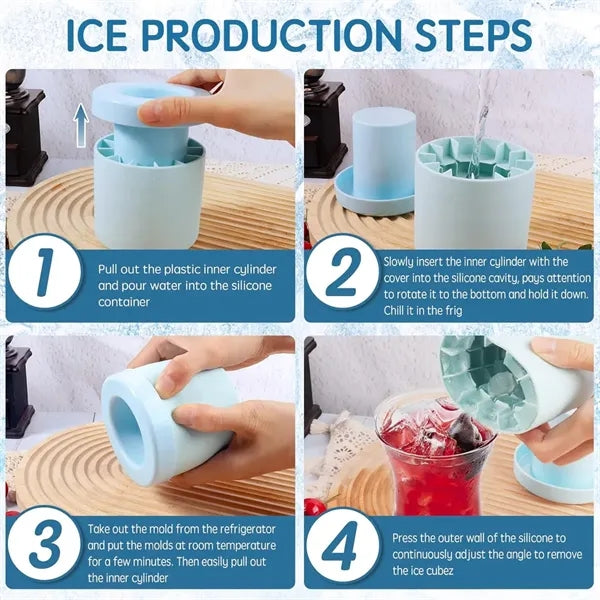Portable press-type cylinder silicone maker ice cube mold