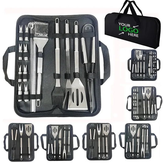 Stainless Steel BBQ Grill Tool Kit with Carrying Bag 20pcs