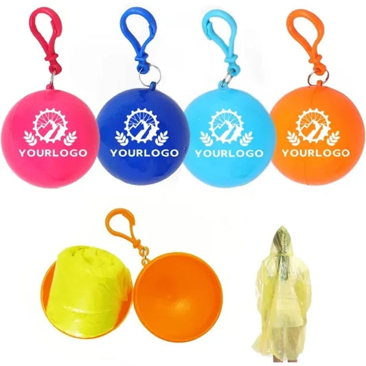 2 1/2" Portable Disposable Rain Poncho Ball w/Carabiner