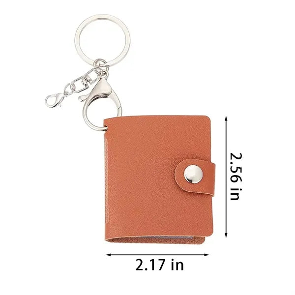 Portable Pu leather travel mini photo album with keychain