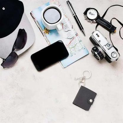 Portable Pu leather travel mini photo album with keychain