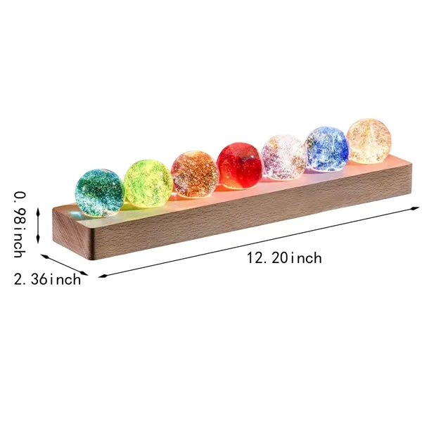 Decor ornaments wooden base 7 colors crystal glass balls