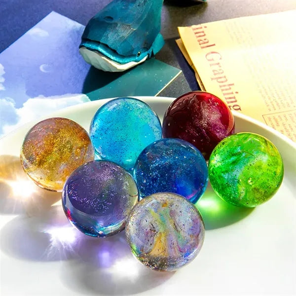 Decor ornaments wooden base 7 colors crystal glass balls