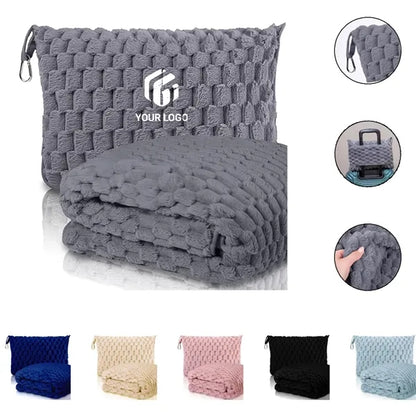 Premium soft compact travel  2 in 1 airplane blanket pillow